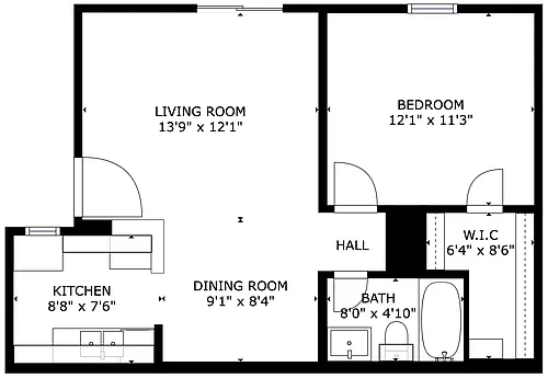 Floor plan 1 bedroom 1 bath