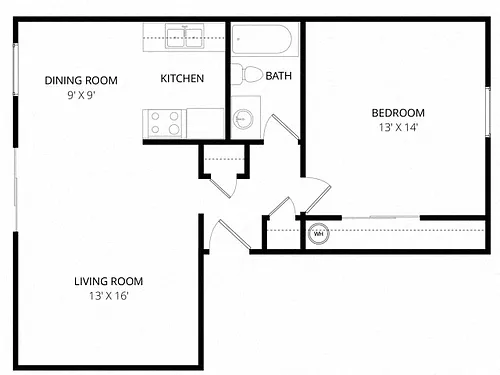 Floor plan 1X1 B