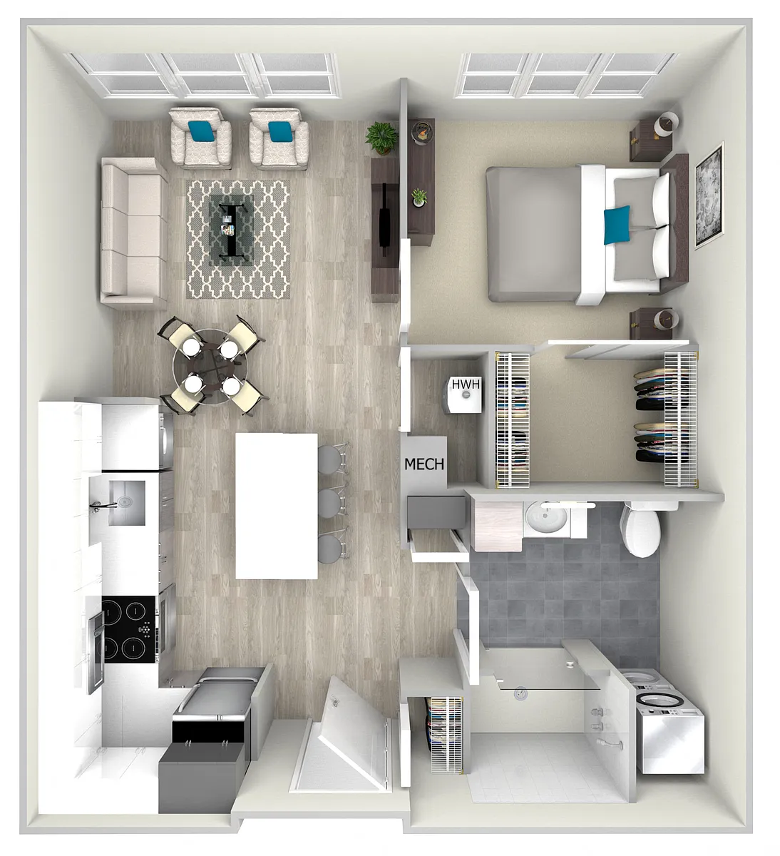 Floor plan 78aA1H One Bed One Bath