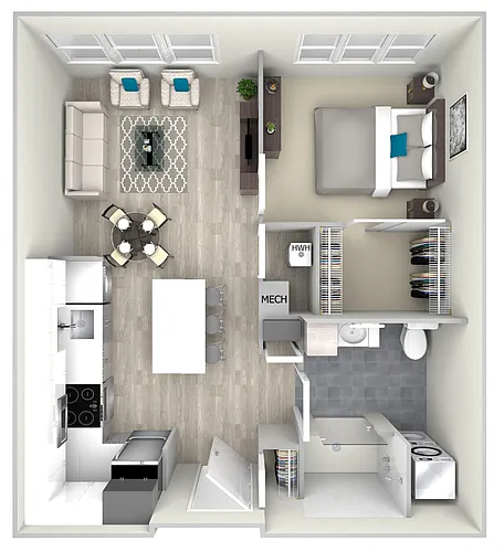 Floor plan 78aA1H One Bed One Bath