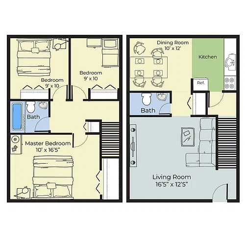 Floor plan Three Bedroom Townhouse Dog Friendly