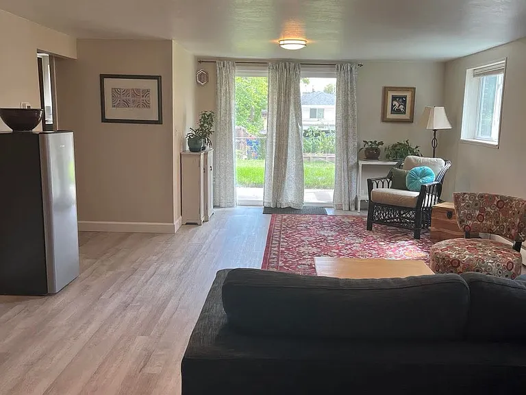 living area and tenant entry door
