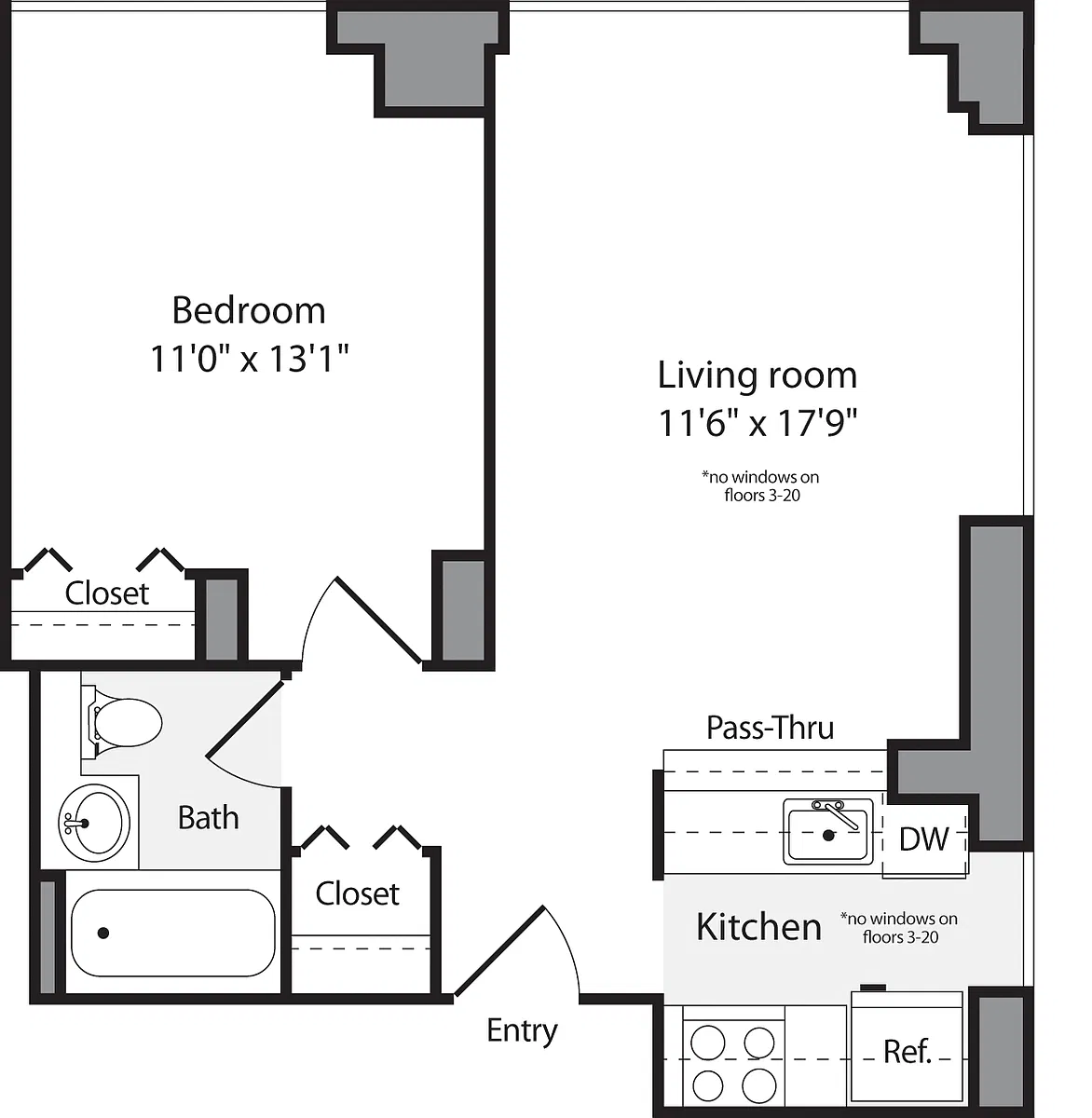 Floor plan 1 Bedroom C