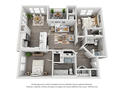 Floor plan B1- 2 Bedroom 2 Bath