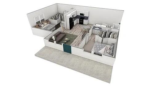 Floor plan 2-2 BR Premier Horizon Courtya