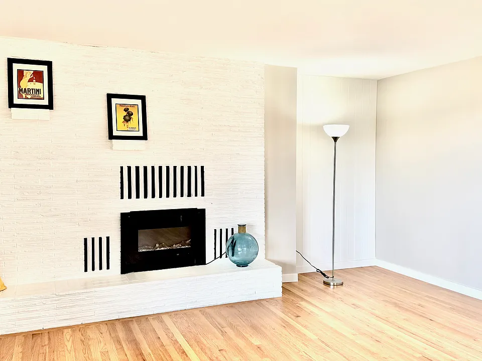 Living room and fireplace