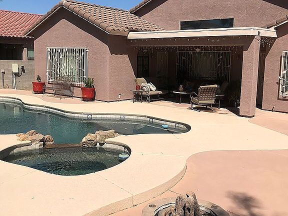 Back yard showing fire pit 