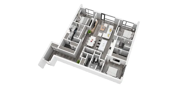 Floor plan Unit A - Three Bedroom