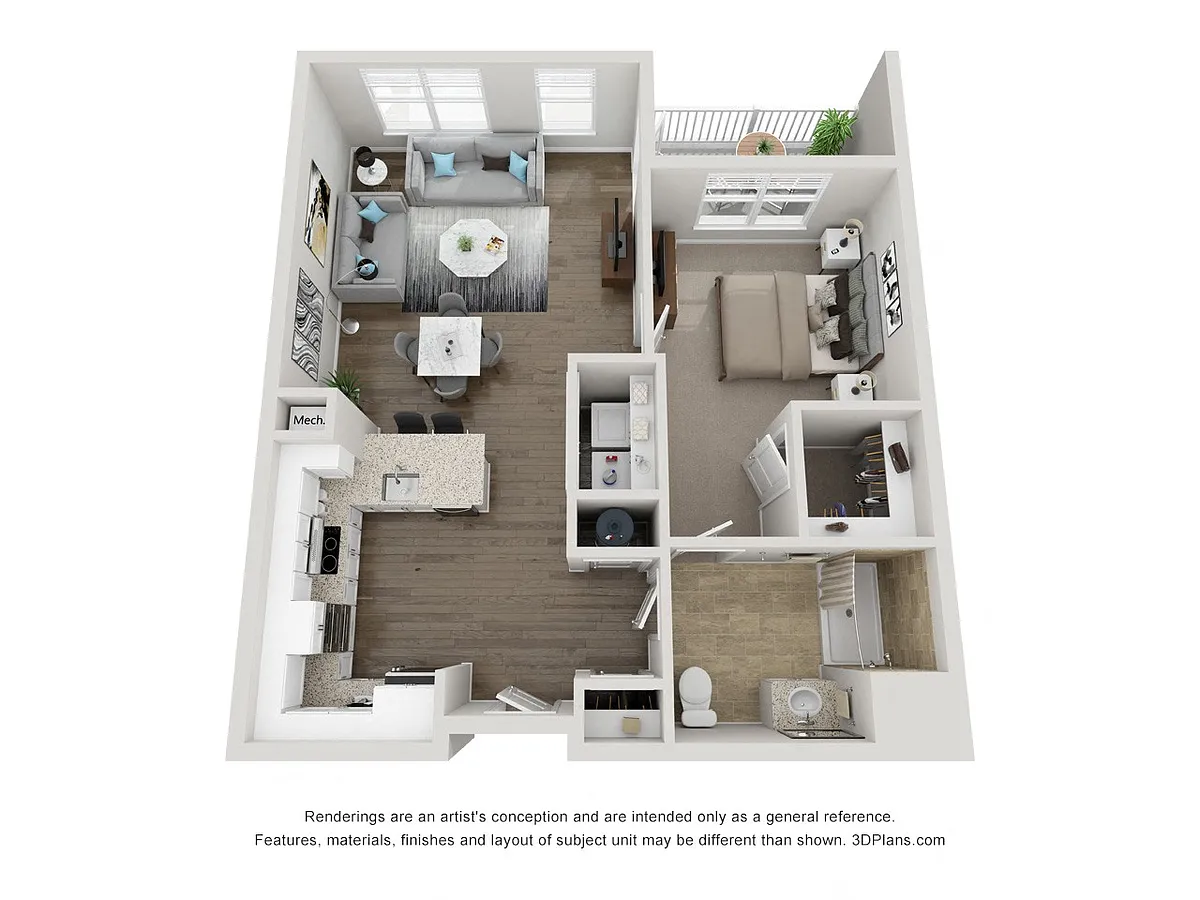 Floor plan One Bedroom Type D HP Accessible Floorplan