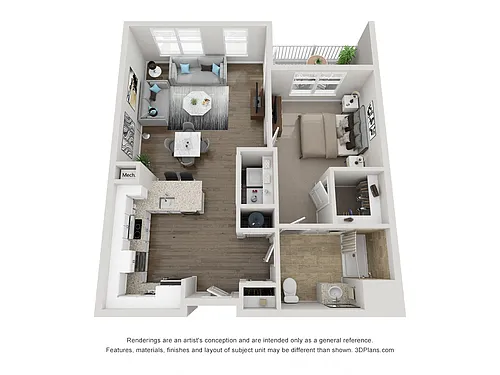 Floor plan One Bedroom Type D HP Accessible Floorplan