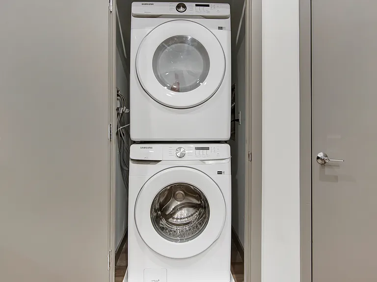 Enjoy daily conveniences, like your very own in-home full-size washers and dryers, as well as built-in shelving that will give your home a custom touch.