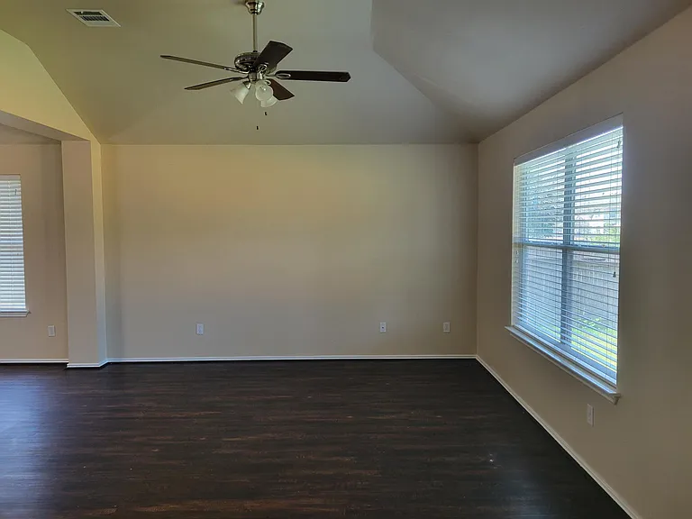 Living room with large window.