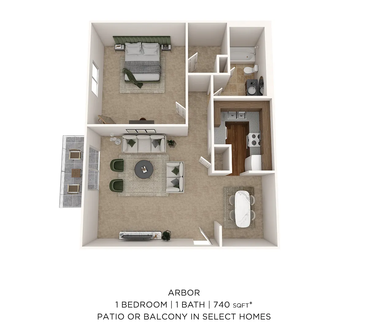Floor plan One Bedroom - 740 sqft