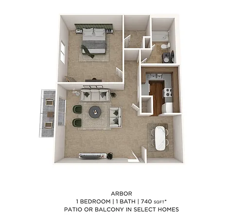 Floor plan One Bedroom - 740 sqft