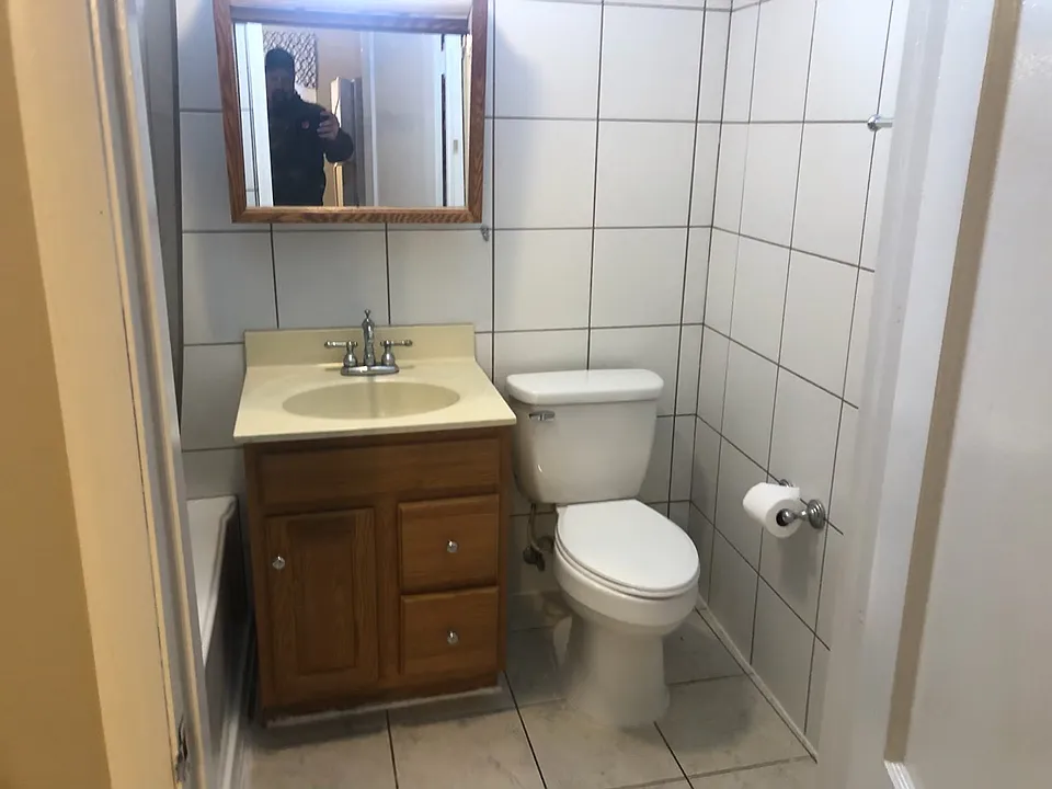 Bathroom has tub and shower