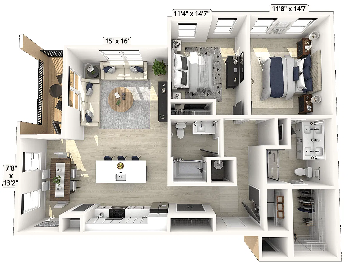 Floor plan C51 - 2 Bedroom 2 Bathroom