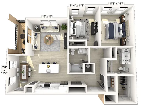 Floor plan C51 - 2 Bedroom 2 Bathroom