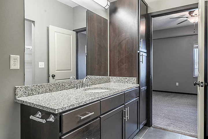 Our modern bathrooms feature sleek finishes and ample storage to make your daily routine comfortable and efficient.