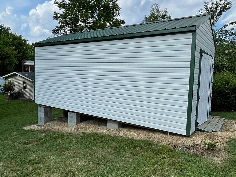 Side view of storage building