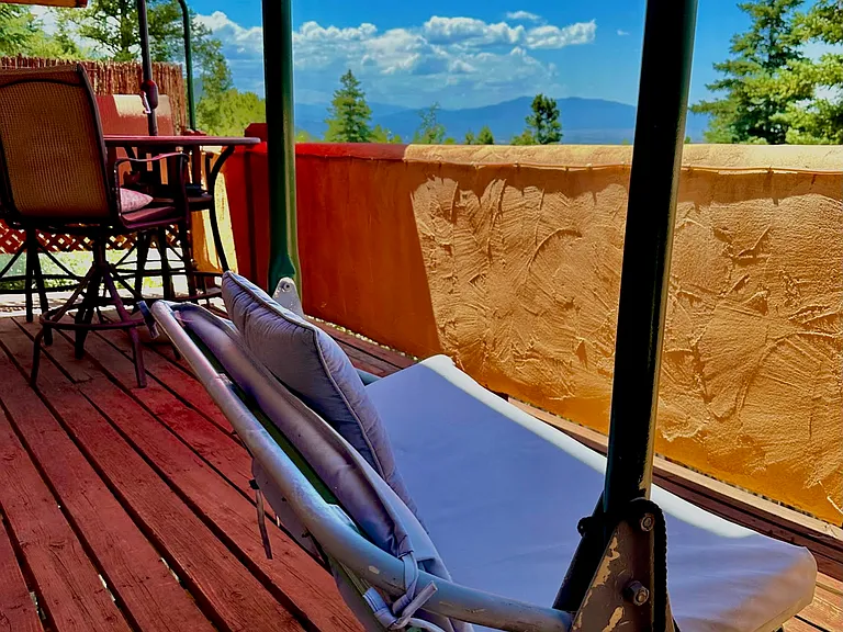 Balcony with Ski Lift porch swing from Chair 6 at Taos Ski Valley.
