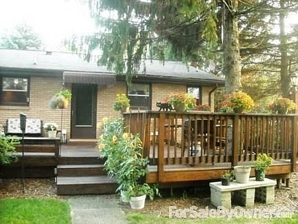 Back yard with large deck. Very private