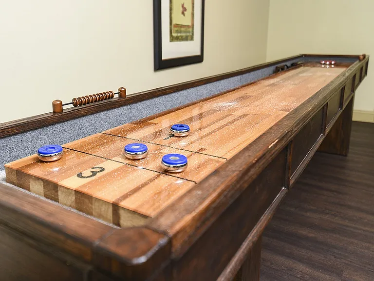 Shuffleboard table in lounge