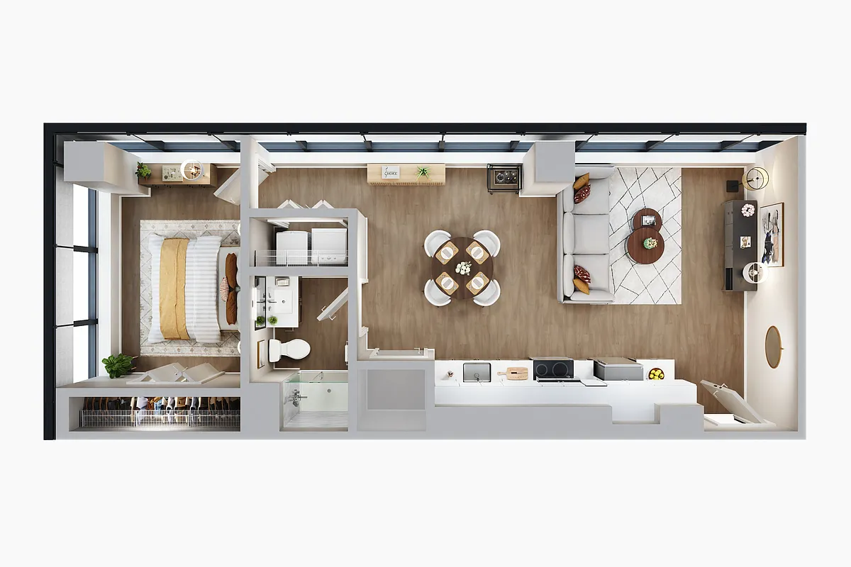 Floor plan Ferrara Flats B - Non-River View