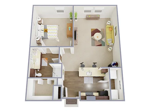 Floor plan 1 Bed, 1 Bath B