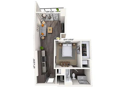 Floor plan Studio 0x1 572 SF