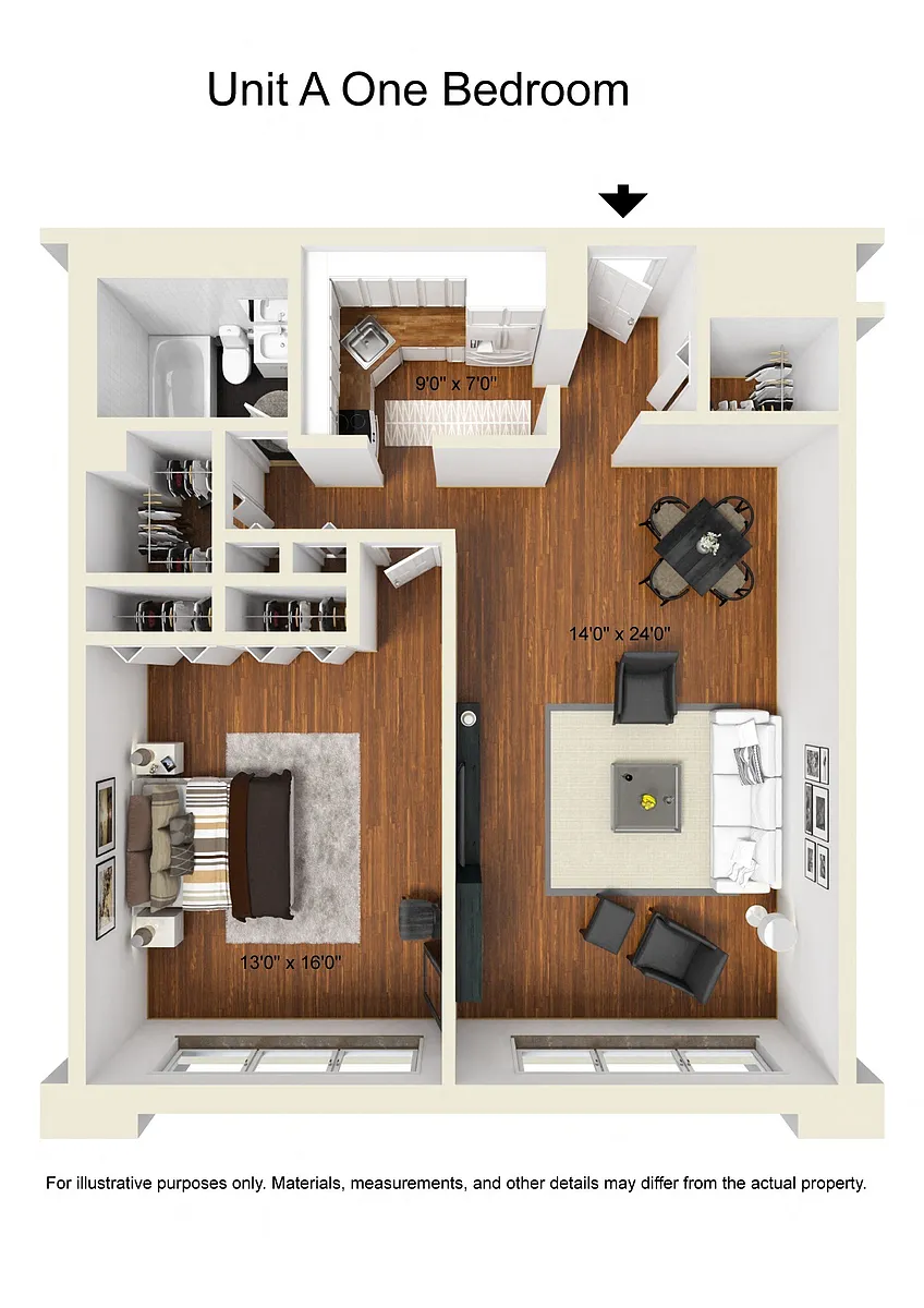 Floor plan 1 Bedroom- A line