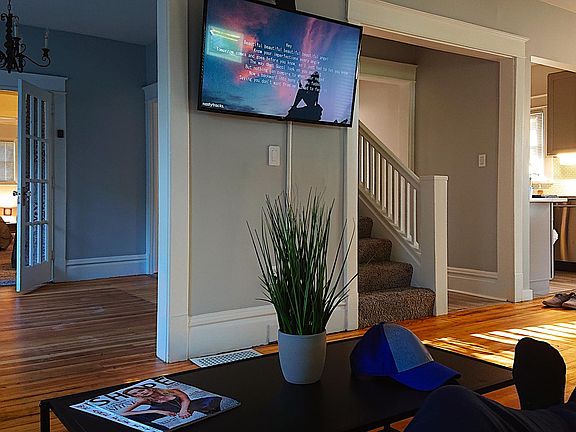 Living room and entry to the master bedroom