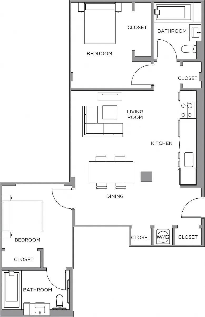 Floor plan 2 Bed/2 Bath-1100