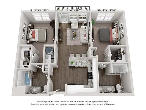 Floor plan B1 - Lagoon 2X2
