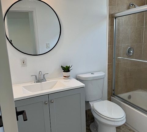Newly upgraded bathroom with tub and shower
