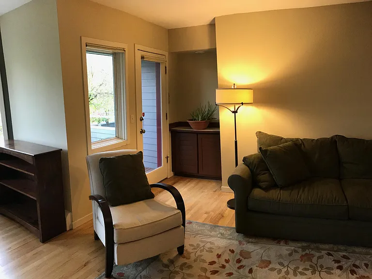 Couch converts to comfy sleeper for guests.
