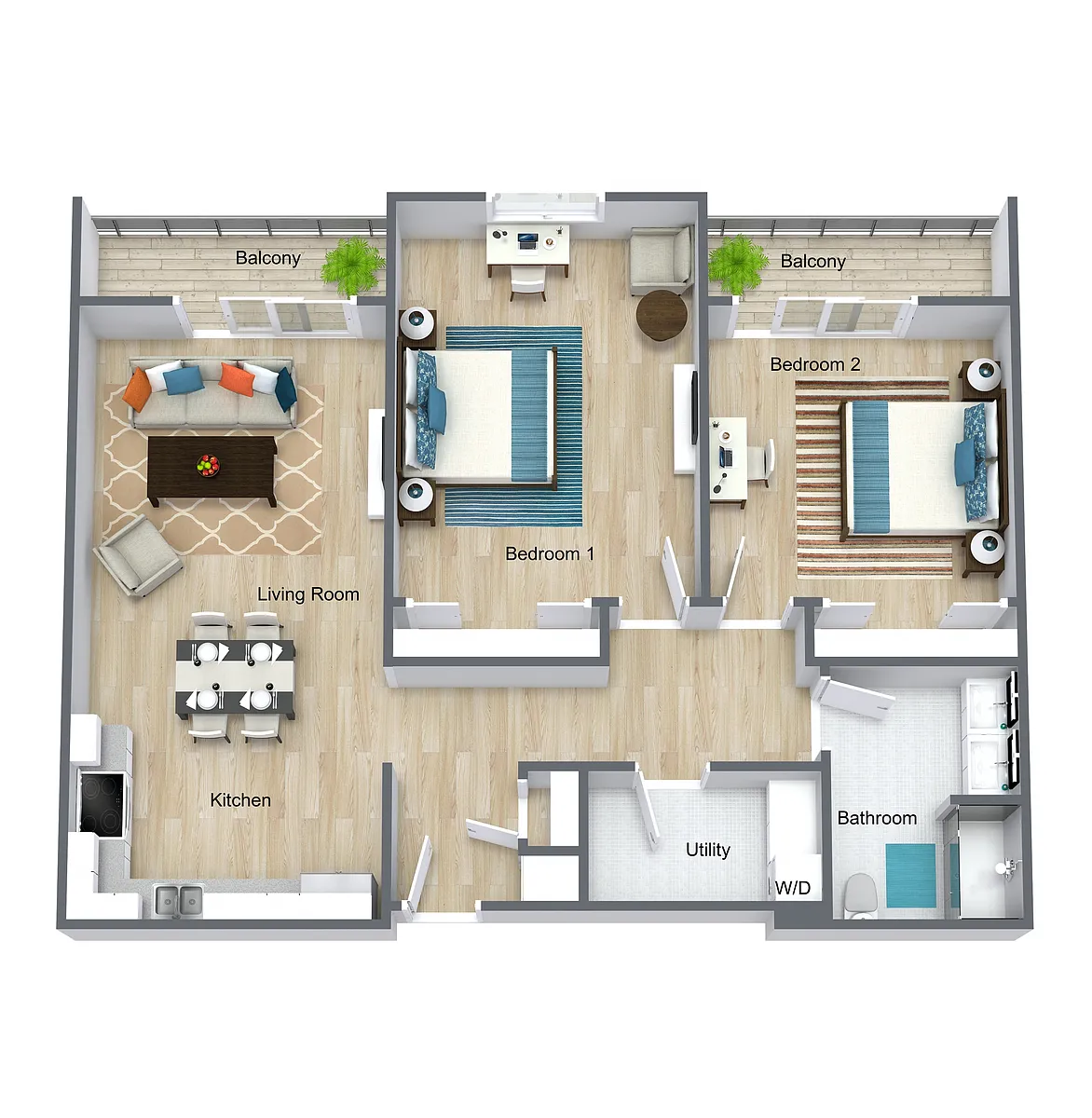 Floor plan The Dunes - Two Bedroom