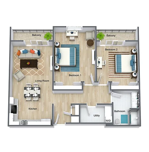 Floor plan The Dunes - Two Bedroom