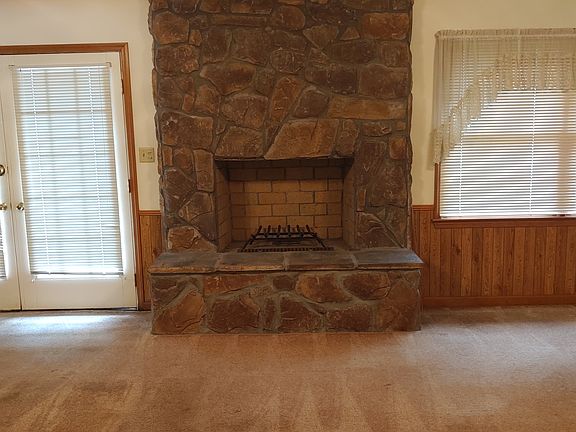 Stone fireplace in Greatroom