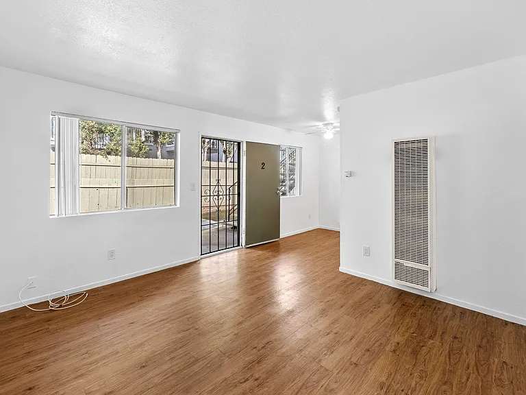 Living room area with wall heater