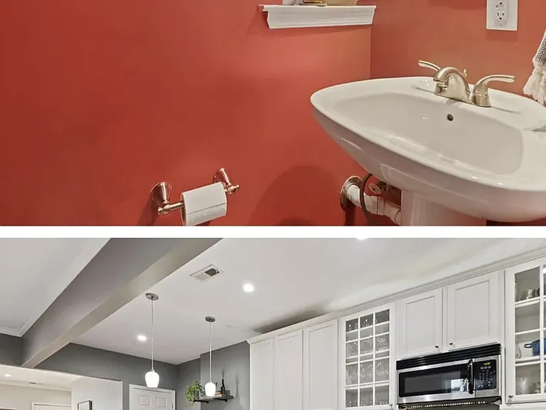 Shared first floor with half bathroom, kitchen, dining, and living rooms