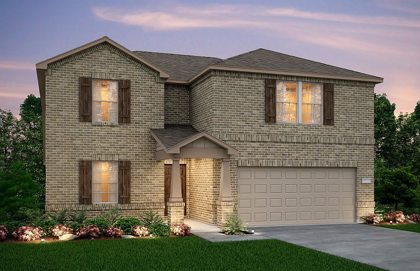 The Stockdale, a two-story home with 2-car garage, shown with Home Exterior O