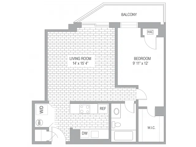 Floor plan 1BR/1BA MODERNIZED
