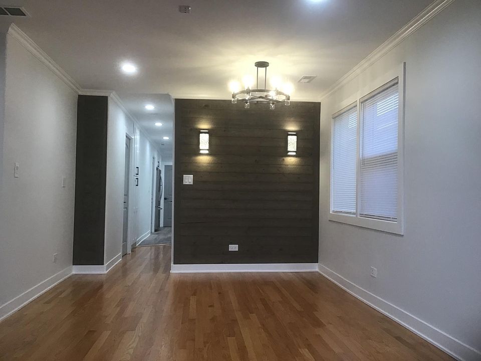 Dining room with shiplap walls