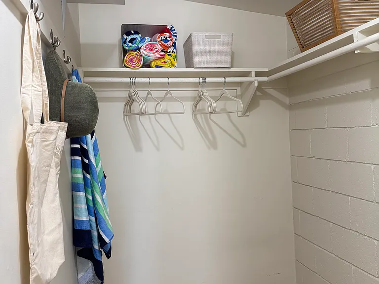 5X7' walk-in closet storage area.