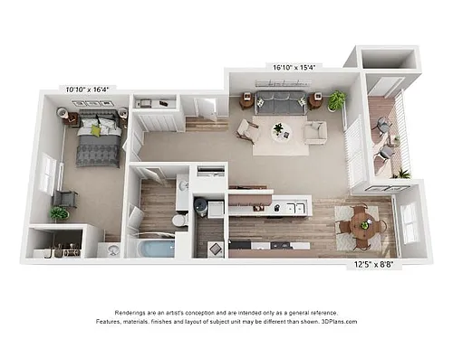Floor plan 1x1a