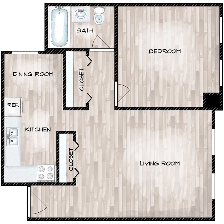 Floor plan 1 Bedroom 1 Bath