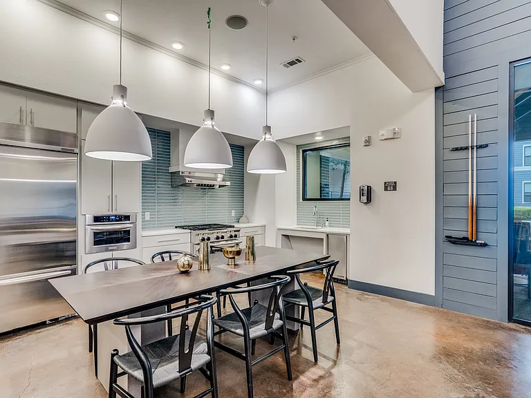 modern community kitchen area in clubhouse