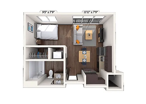 Floor plan Studio 0x1 401 SF