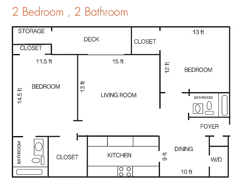 Floor plan 2 Bedroom 2 Bath