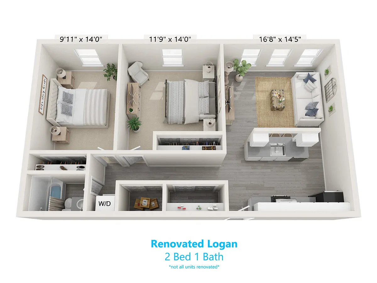 Floor plan 2 Bed 1 Bath - B